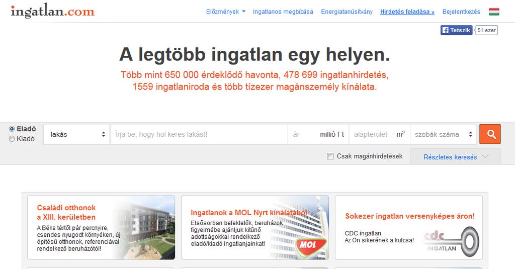 minden ingatlan gazdára találhasson. Naponta 78.000 látogató és több mint 1,2 millió oldalletöltés 16.000 látogató a mobil weboldalon És 320.