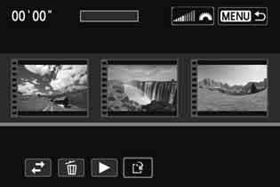 3 Videó-pillanatképek készítése 3 Mentse a szerkesztett albumot. Nyomja meg a <M> gombot a képernyő alján lévő Szerkesztés panelre való visszatéréshez.