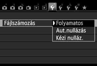 Praktikus funkciók 3 Fájlszámozási módszerek A képfájlokat a fényképezőgép a felvételek elkészítési sorrendjében 0001-től 9999-ig számozza, majd mappába menti.