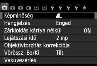 3 Menüműveletek Menübeállítási eljárás 1 2 3 4 5 6 Jelenítse meg a menüképernyőt. A menüképernyő megjelenítéséhez nyomja meg a <M> gombot. Válasszon lapot.