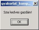 ', mtinformation, [mbok], 0); Close; end; Önellenőrzés 33. ábra- Üzenőablak MessageDlg függvény (visszaadott értéke Word típusú) A MessageDlg függvény eredménye a következő párbeszédablak.