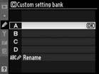 U B: Custom setting bank (Egyéni