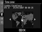4 Válassza a [World time] (Világidő) menüpontot. Jelölje ki a [World time] (Világidő) elemet, és nyomja meg a 2 gombot. 5 Állítsa be az időzónát.