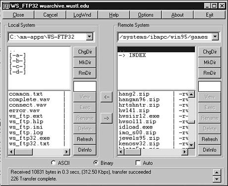 A Windows operációs rendszerekben alkalmazhatunk kényelmes grafikus felületet a fájlok átvitelére. Erre mutat példát a következő ábra. 69.