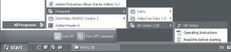 Használat számítógéppel 1 Kezdő lépések HD Writer 2.5E A HD Writer 2.