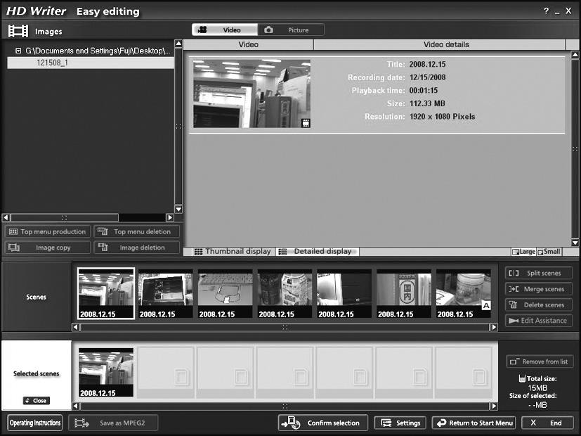 Amikor például a HD Writer 2.5E programmal történik a jelenetek számítógépes szerkesztése 1. példa: Amikor a jelenetek a HD Writer 2.
