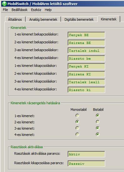 A számláló riasztáskor törlődik A számláló törlése SMS-ből is történhet a megfelelő paranccsal, mely szintén itt adható meg.