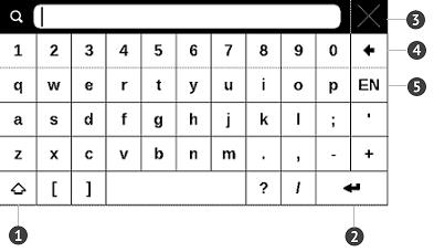 KKKKKKKKKKKKKKK 11 1. Kisbetű/nagybetű váltása 2. Beírt szöveg bevitele 3. Képernyő-billentyűzet bezárása 4. Az utoljára beírt karakter törlése 5.
