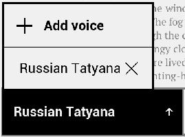 KKKKKKKKKKKKKKKK 66 Új TTS csomag hozzáadásához koppintson a menü Add voice (Beszéd hozzáadása) pontjára és válassza ki kívánt csomagot. További hangcsomagok telepítése FIGYELMEZTETÉS!