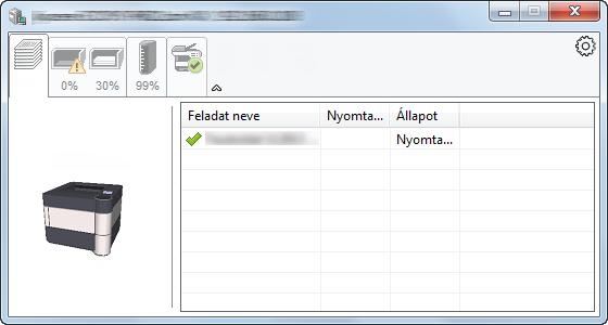 Felkészülés a használatra Nyomtatás folyamatban fül A kiválasztott nyomtatási feladat állapota jelenik meg.