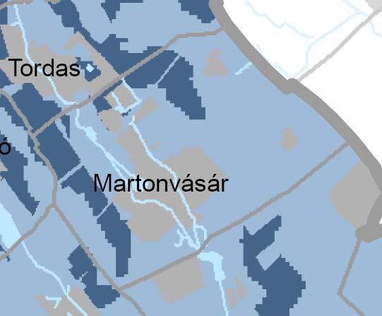 MARTONVÁSÁR TELEPÜLÉSRENDEZÉSI ESZKÖZÖK 108 ALÁTÁMASZTÓ MUNKARÉSZ Vízeróziónak kitett terület övezete Az OTrT 31/B.