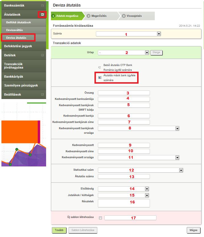 3.4 Tranzakciók menü 3.4.1 Átvezetés saját számlák között 3.