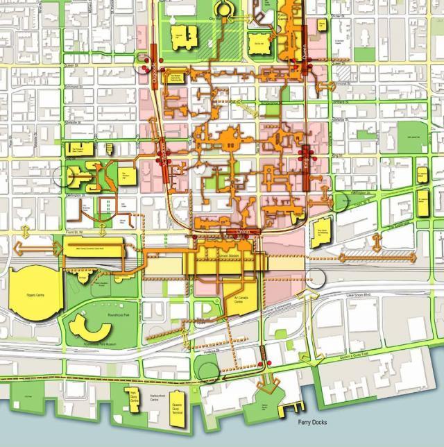 84. ábra. Balra: Toronto földalatti városának térképe (Landau, 2014). Jobbra:a New York-i metró vonala láthatók (Wikipedia, 2015h). 85. ábra. A jobb képen a Times Square és a 42.