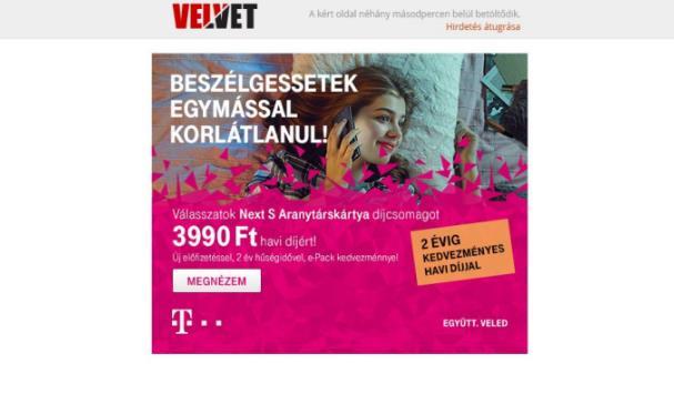 RICH MEDIA MEGOLDÁSOK NAPI LISTAÁRA Felület: Velvet teljes site XL layer max.