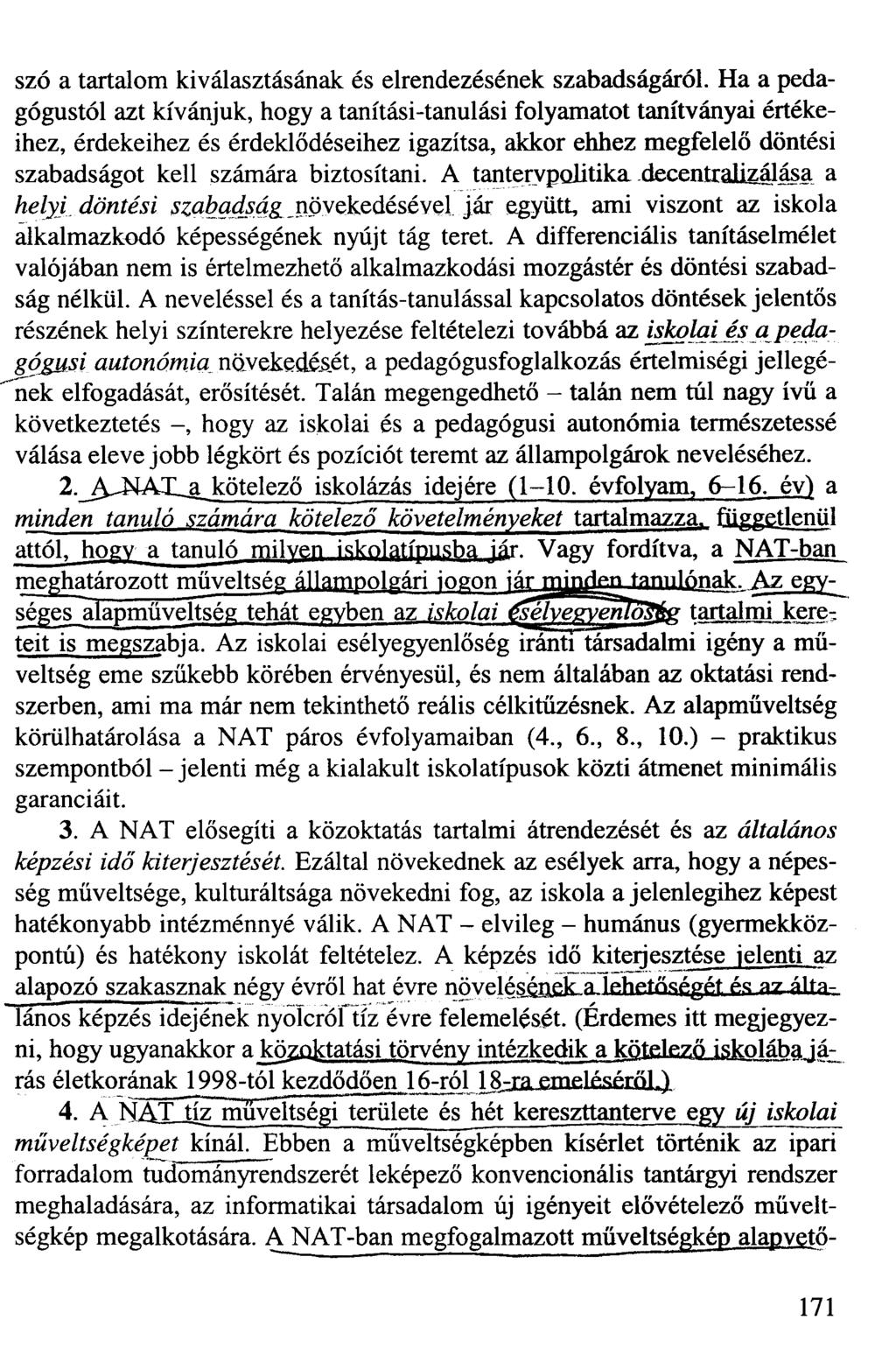 szó a tartalom kiválasztásának és elrendezésének szabadságáról.