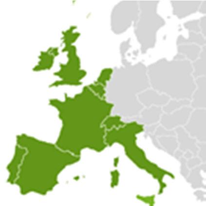 Európa 4-es zóna Andorra, Belgium, Franciaország, Gibraltár, Olaszország, Liechtenstein, Luxemburg, Málta, Monaco, Portugália, San Marino, Spanyolország, Svájc, Ír Köztársaság, Hollandia, Egyesült