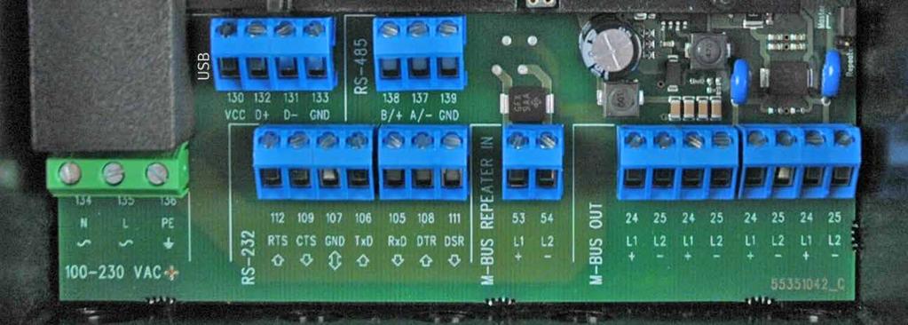 Csatlakozások USB RS-485 Hálózat 100-240