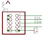 Kivezetés Az I 2 C buszrendszerre számos más hardver-alkalmazás is telepíthető. Ezt egyszerűsítendő, a buszrendszer 2x5 tüskesorra is kivezetésre is került.