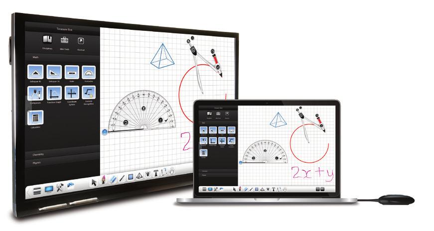 A CleverShare vezeték nélküli eszközzel a helyiség bármely pontjáról, vezeték nélkül irányítható a Clevertouch Plus.