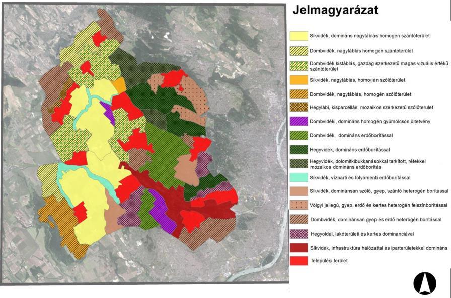 Hegyoldal, lakóterületi és kertes dominanciával 15. Síkvidék, infrastruktúra hálózattal és iparterületekkel 16. Települési terület 94.