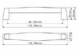 130 Fém fogantyúk, Kombinált fogantyúk 74 fém fogantyú 81 fogantyú N30 fém-fa fogantyú 32 mm 22 / 24 96 / 128 127 / 160 13627 króm 04 13628 matt nikkel 06 13226 selyemfényű króm 08 96 mm 18971 króm