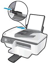 4. Helyezzen be egy köteg papírt az adagolótálcába a rövidebb oldallal lefelé és a nyomtatandó oldallal felfelé, majd a köteget ütközésig csúsztassa le. 5.