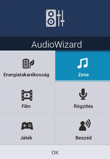 AudioWizard Az AudioWizard lehetővé teszi az ASUS Tablet hangmódjainak személyre szabását, hogy a tényleges használati körülményeknek megfelelő, tisztább hangkimenetet biztosítson.