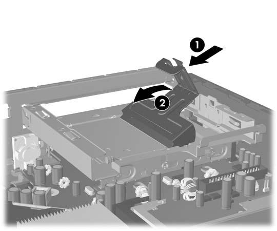 A merevlemez-meghajtó cseréje MEGJEGYZÉS: Az ultravékony asztali számítógépben csak 2,5 hüvelykes soros ATA (SATA) belső merevlemez-meghajtók használhatók; a párhuzamos ATA (PATA) meghajtók nem