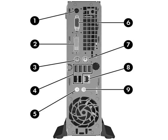 Fejhallgató-aljzat 6 Merevlemez-meghajtó működését jelző LED 3 Mikrofonaljzat 7 Az univerzális soros busz (USB) csatlakozói 4