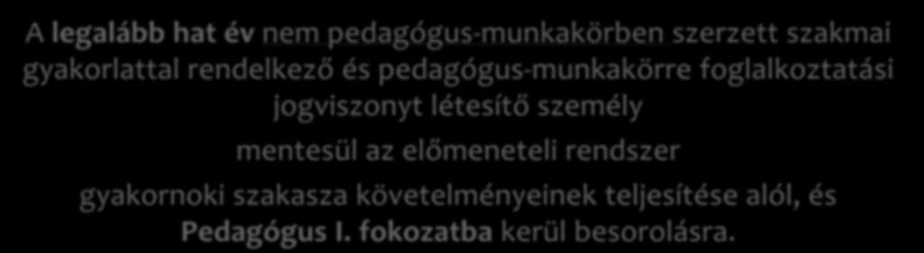 Gyakornoki fokozatba sorolás alóli mentesítés A legalább hat év nem