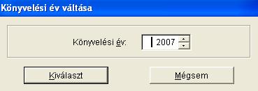 Ha most szeretnénk elkezdeni a vállalkozó könyvelését, automatikusan elindul a Könyvelési év váltása menüpont, ahol meg kell adnunk, melyik évet nyissa meg a program könyvelésre.