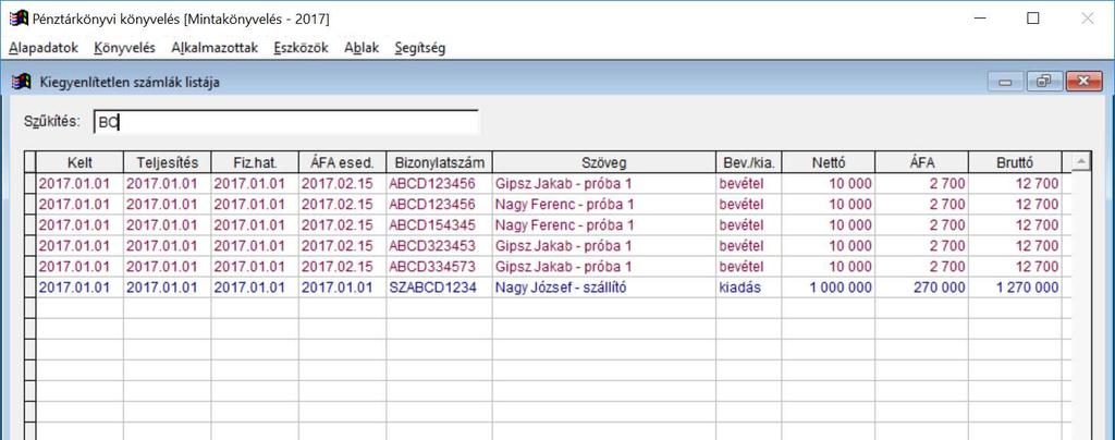 Naplófőkönyv Pénztárkönyv 39 FIGYELEM! Az elmentett bevallási sor a könyvelésen belül már nem módosítható, vagy törölhető, az kizárólag az Áfa bevallás menüpontban tehető meg (ld. 1.1. fejezet fent)!