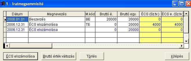 66 Naplófőkönyv Pénztárkönyv lévő adatokból számolja ki a program az ADATOK 1 alatt ismertetett egyes mezők értékét (ÉCS, nettó érték). 57.