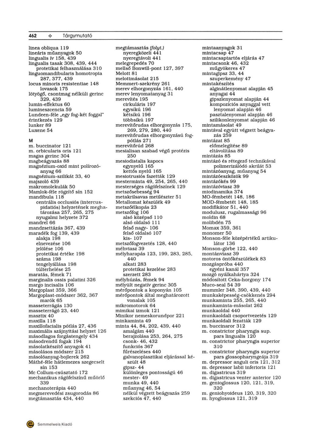 462 Tórgymufafó llnea obilqua 119 llneárls mcíanyagok 50 llngualls ív 158, 439 llngualls tasak 308,439.