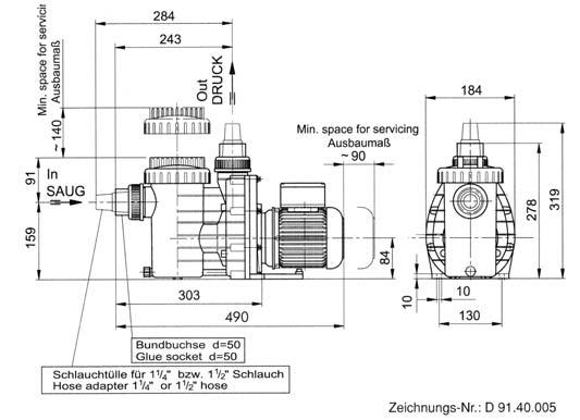 Telepítése vízfelszín felett max. 2 m-el, vízfelszín alatt max. 3 m-el. Sósvizes technológiánál a megengedett só koncentráció max. 5 g/l 3.5 m kábellel.