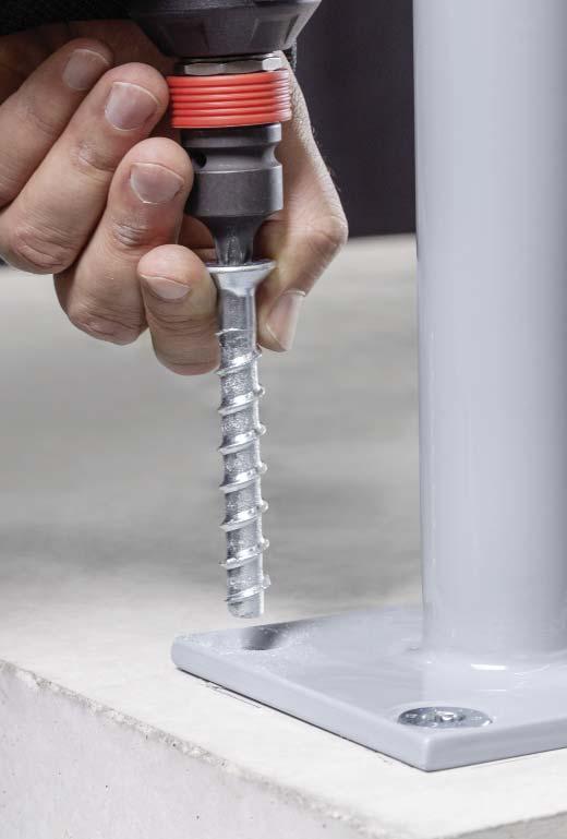 Oldható kötés A betoncsavarok teljes egészében oldható kötést biztosítanak, a rögzítőelemek visszanyerhetők. Mindez egyszerűen, egy mozdulattal. Kézenfekvő megoldás ideiglenes rögzítésekhez.