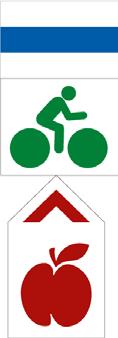 kék, piros, sárga és zöld: -kék kerékpáros: Országos Kerékpáros Kéktúra, továbbá egyes térségi jelentőségű fő útvonalak