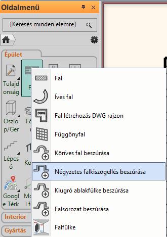 6 1. Lecke: Nappali tervezés 1.2.1. Négyzetes falkiszögellés létrehozása Hozzon létre egy falkiszögellést (1.2.1. számú) a mellékelt ábra szerint, mely 3m széles és 2.