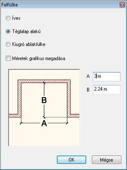 Két módon hozhatja létre a falkiszögellést: a méretek számszerű vagy grafikus megadásával. Itt a számszerű megadást választjuk.