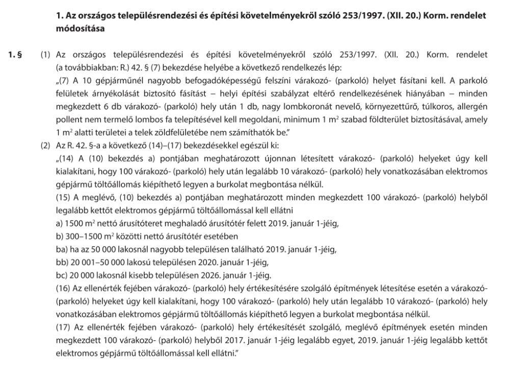 Parkolókba történő kötelező töltő telepítés (1.