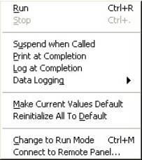 A Change to Run Mode vagy Change to Edit Mode ponttal futtató, vagy szerkesztő módba válthatunk. 2.8. ábra. Operate menü A Tools menü (2.9.