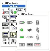 5.4. Logikai elemek A logikai elemeket a Controls paletta Boolean tábláján találhatjuk (5.28.