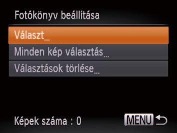 en megjelenő [ ] arra figyelmeztet, hogy a memóriakártya másik fényképezőgépen megadott nyomtatási beállításokat tartalmaz.