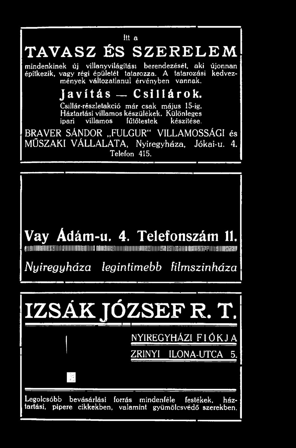 Különleges ipari villamos fűtőtestek készítése, BRAVER SÁNDOR FULGUR" VILLAMOSSÁGI és MŰSZAKI VÁ LL A