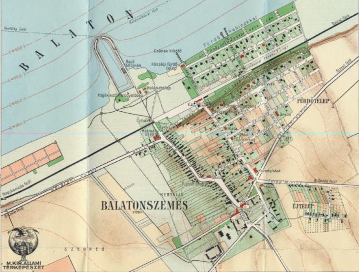 1. kép. Balatonszemes a húszas években A fürdőtelepek kialakításakor nagy hangsúlyt fektettek a közterületek, azaz a parkok, sétányok kialakítására.
