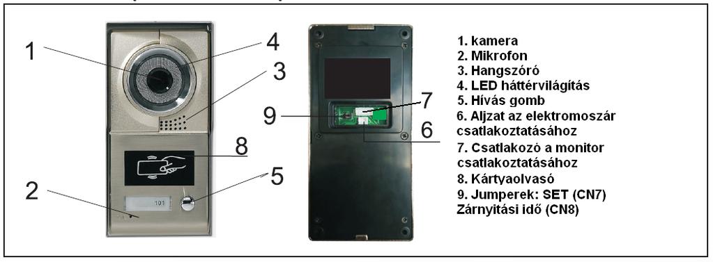 JELLEMZŐK Monitor: - ultra vékony, színes, kihangosítós, 7 "-os TFT-LCD, - monitor beállítások: fényerő, szín, csengő hangerő, beszéd hangerő.