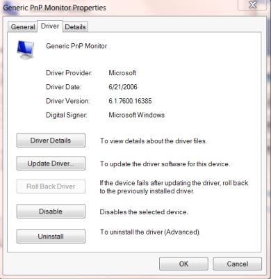 Nyissa meg az Update Driver Software-Generic PnP Monitor (Illesztőprogram frissítése - Általános PhP Monitor)" ablakot az