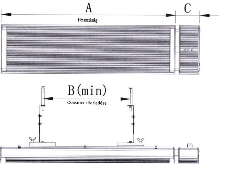 Model Távolság A Távolság B Távolság C JH-NR10-13A 600 mm 200 mm