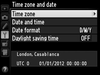 időzóna és az Egyezményes világidő (UTC) közötti eltérést mutatja órában számolva) és nyomja meg az J