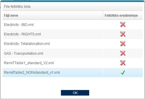 A feltöltést követően egy összegző ablakot láthatunk, ahol megtekinthető, az egyes állományok feltöltése milyen eredménnyel zárult.